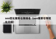 seo优化搜索引擎排名（seo搜索引擎优化介绍）